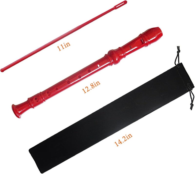 Farcaya 2-Piece Soprano Recorder Instrument for Beginners German Style C Key 8 Hole Descant with Clean Rods 2 Storage Cases (Red+White) - Image 5